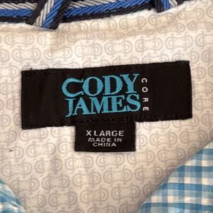Cody James Blue and White Plaid Men's Short Sleeve Woven Button-Up Shirt XL